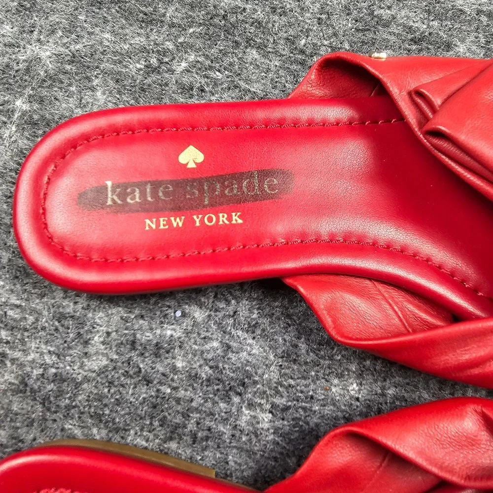 Kate Spade Slide Sandals Knotted‎ Bow Red 5
